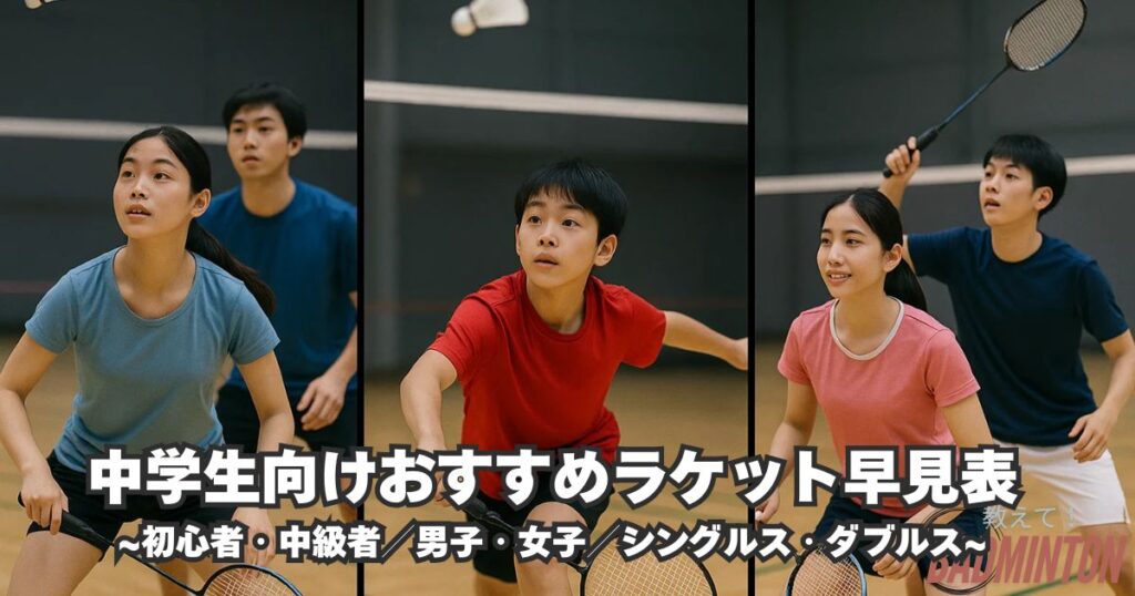 【結論】中学生向けおすすめラケット早見表（初心者・中級者／男子・女子／シングルス・ダブルス）