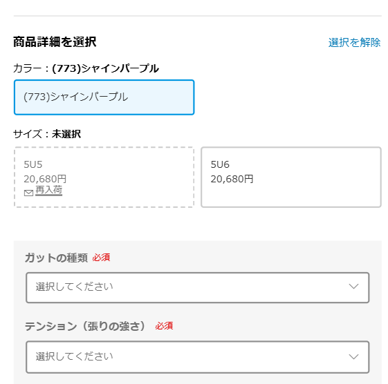 アストロクス55Aの購入画面