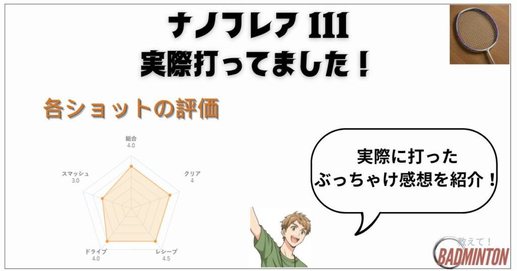 実打レビュー｜ショット別でみたナノフレア111の評価