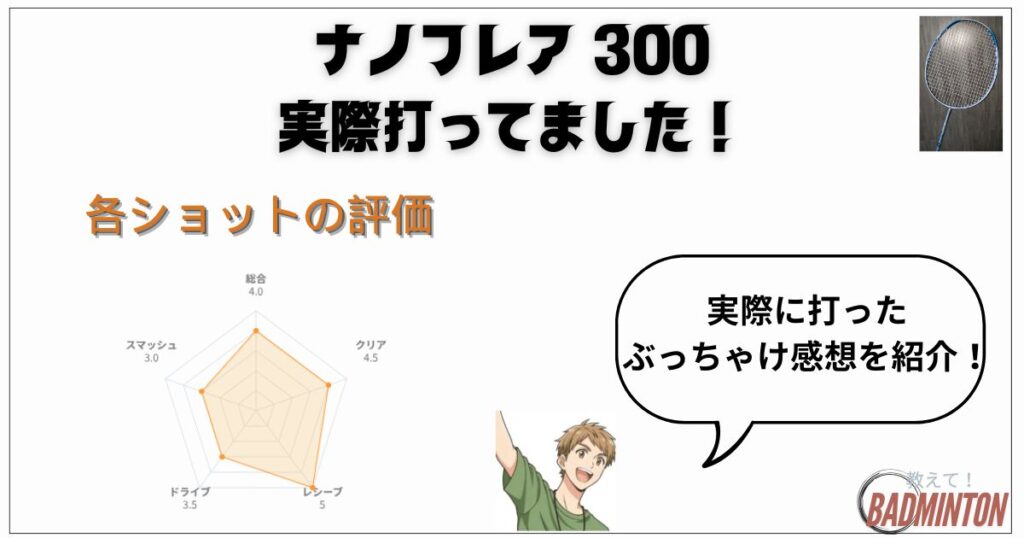 実打レビュー｜ショット別でみたナノフレア300の評価