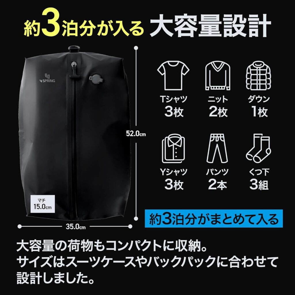 Amazonブラックフライデー：旅行用圧縮袋説明2