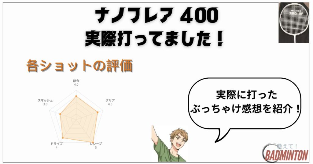 実打レビュー｜ショット別でみたナノフレア400の評価